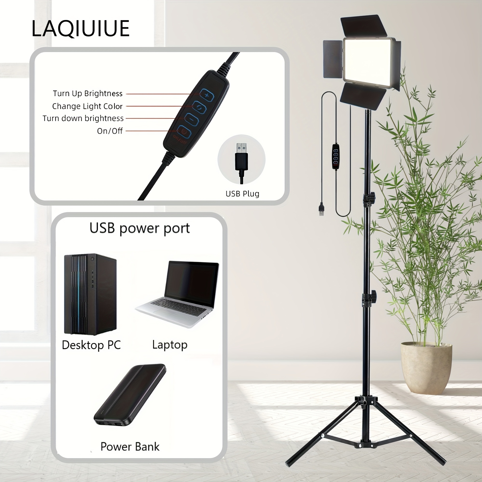 TEMU Éclairage LED Dimmable pour Vidéo, Lumière de Remplissage Carrée 10" avec Trépied Rétractable 40", Kit d'Éclairage Photo et Vidéo Alimenté par-image-17600594153475