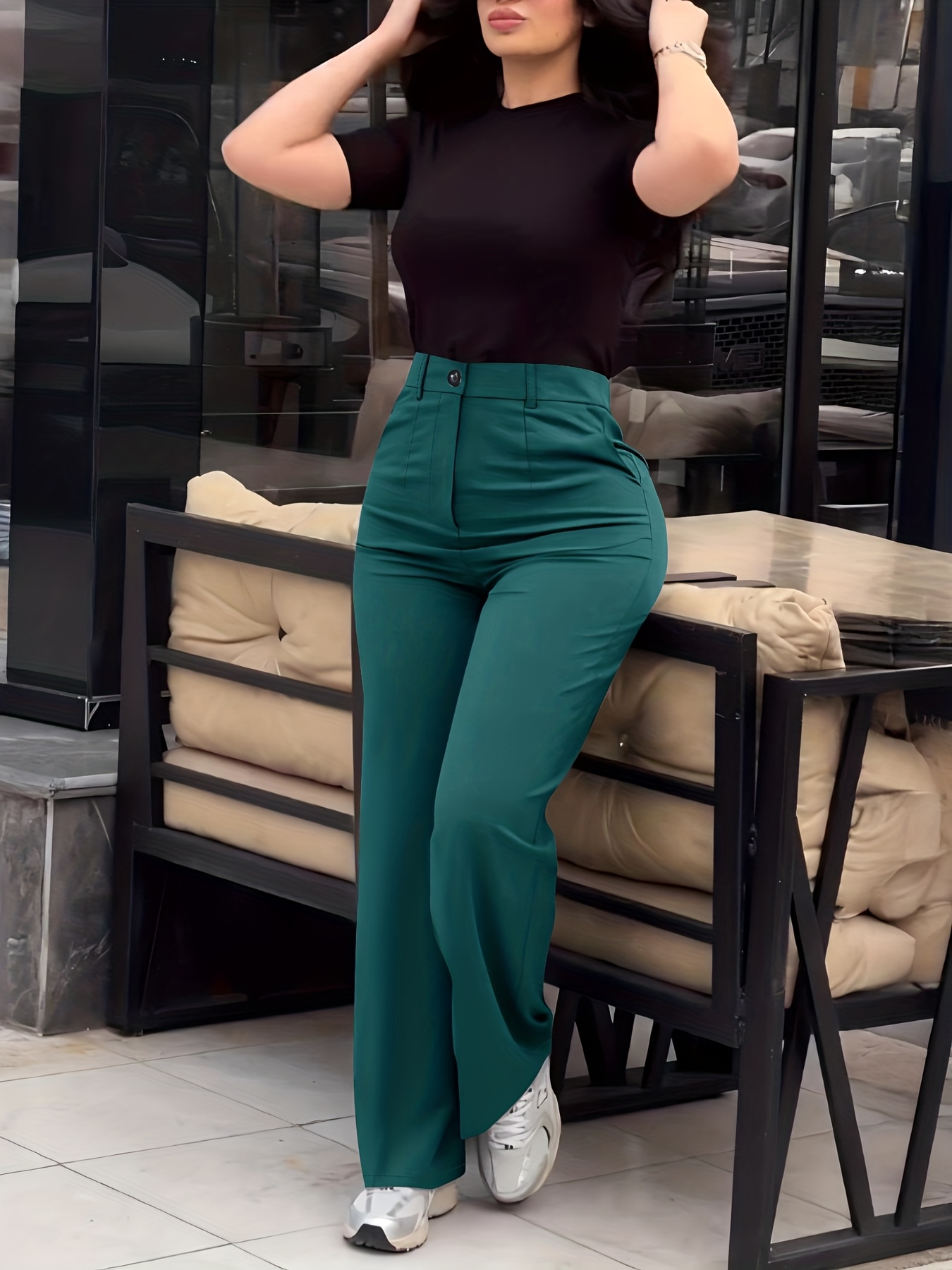 Women's Solid Color Casual Slim-Fit Long Pants