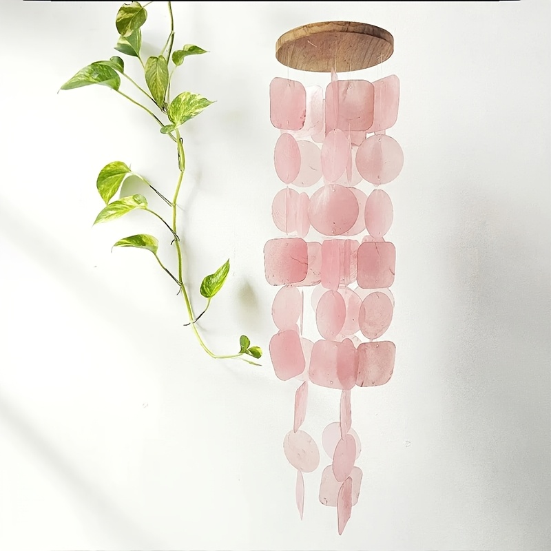 TEMU Light Pink Seashell Wind Chimes, Elegant Seashell Wind Chimes, Bohemian Seashell Wind Chimes, Terrace And Porch Bohemian Decorations, Yoga Wind