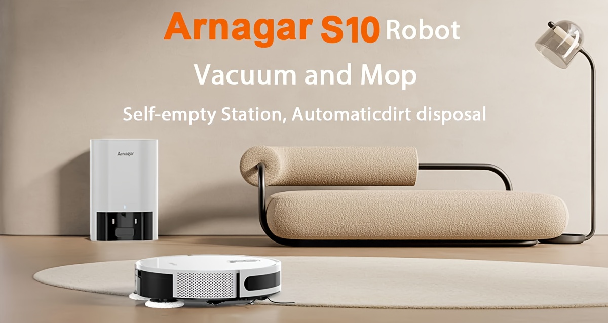 Armagar S10 Robot Vacuum Cleaner with Auto Empty Station-like Dock, 4000Pa Strong Suction, Smart Mapping & Obstacle Avoidance, Self- Mop/Broom Combo, Low Noise, App Control, 2--1 Sweeper and Mop for