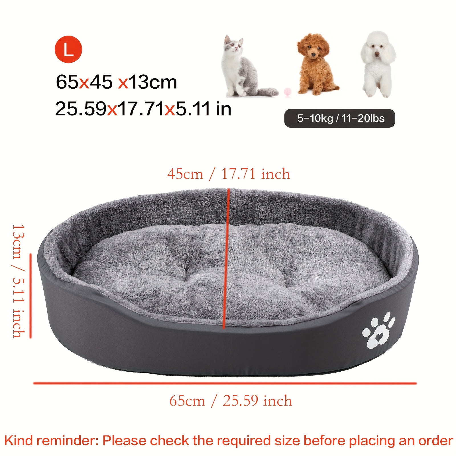 E-shop -Haustierbett mit Rüschenkante, einfaches, weiches, kuscheliges, warmes, kurzes Plüsch-Innenkissen, ovales Hundebett, Hundematte, Katzenbett,