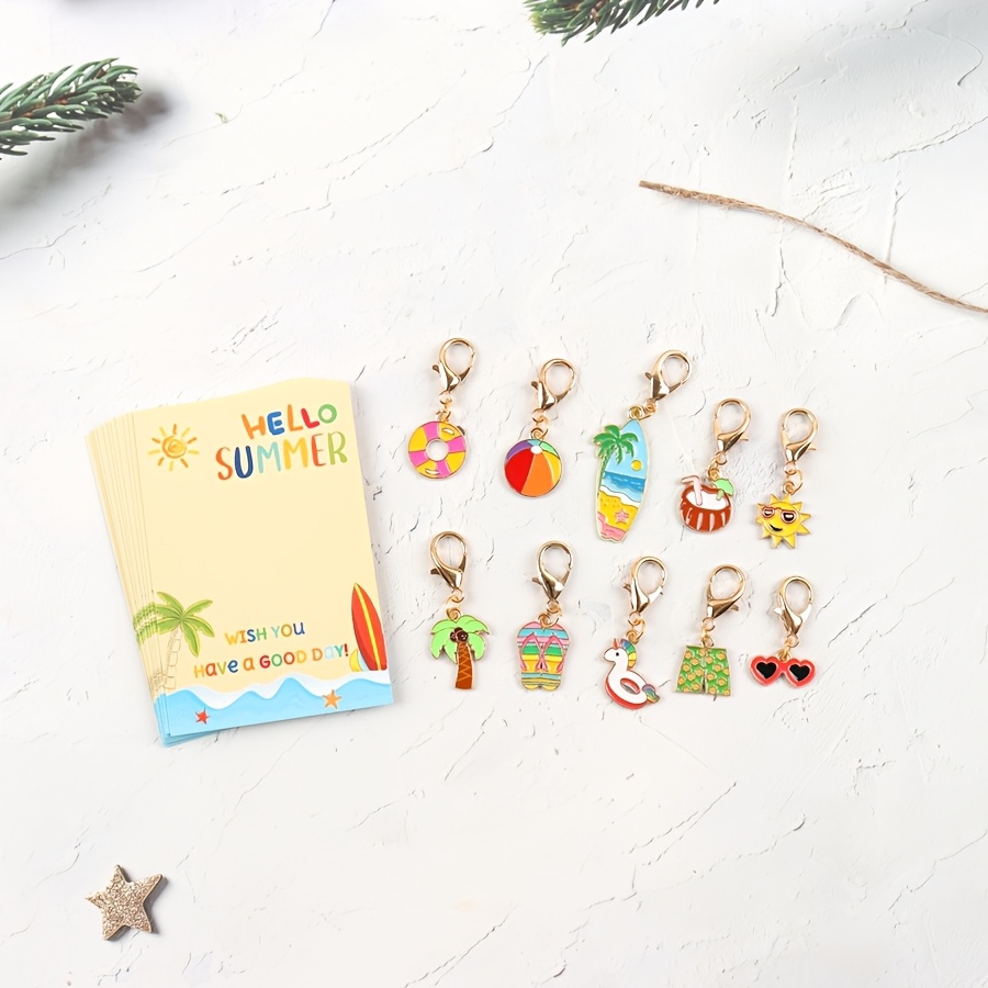 TEMU 10 llaveros , colgante hawaiano de playa para fiestas de temáticas de playa y mar, recuerdos, material escolar (10 estilos)