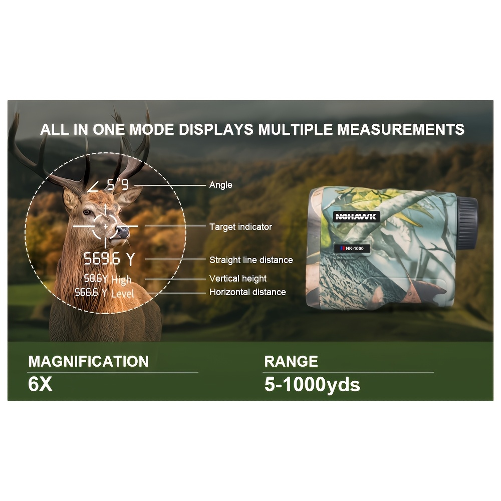Télémètre laser REVASRI 1000M pour la chasse avec batterie rechargeable, technologie d'acquisition de cible en extérieur, monoculaire  1420