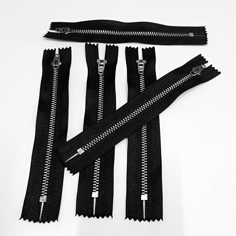 5 Pieces Of Size 4 Stainless Steel Metal Zippers For Pants, Bags, And Pockets With Closed-end Zippers