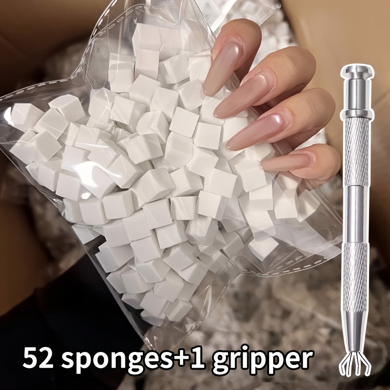 TEMU 52pcs Nail Sponge And Tweezers Set, Nail Art Sponge Tools, Non-shredding Odorless Nail Art Tools, For Nail Blending Painting And Cleaning, Nail