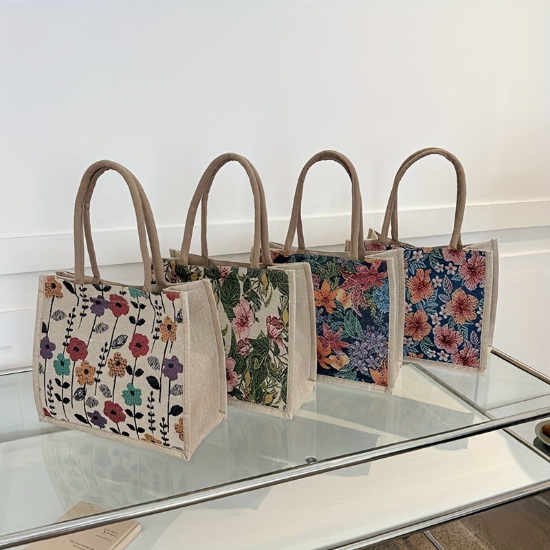 

Classic Aesthetic Flowers Pattern Small Handbag, Lightweight Versatile Top Handle Satchel Bag For Women