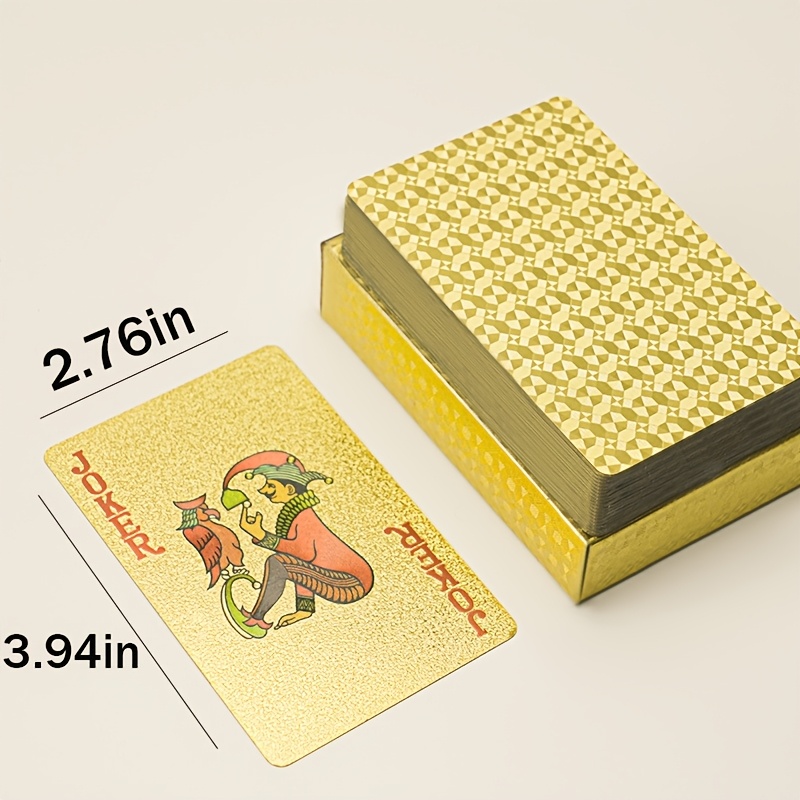 4 Decks Waterproof Playing Cards, Plastic Golden Foil Playing Card, Standard Poker Cards, 4 Colors Cool Games Gifts for Adults Family Party And Game (Golden Black K-word Constellation)