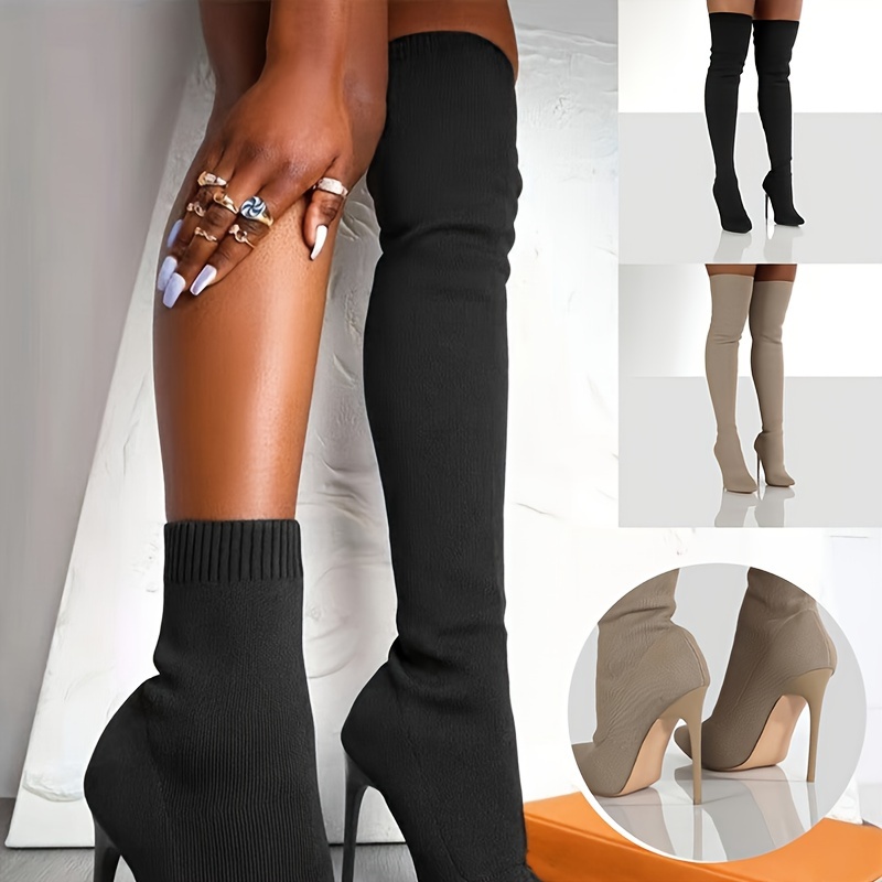 

Plus Size Women's Over-the-knee - , -on, Pointed Toe, For Fall &