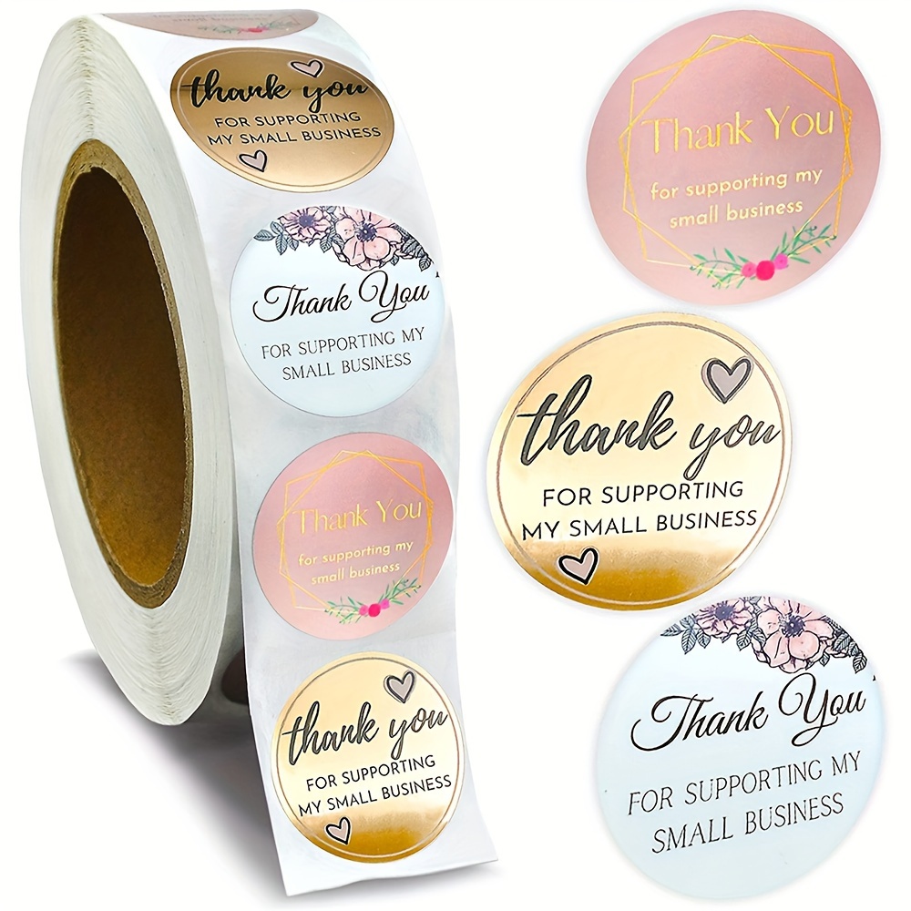 Image of 500pcs/roll Thank You For Supporting My Small Business Floral Sticker Gift Packaging Seal Label Scrapbooking Stationery Sticker