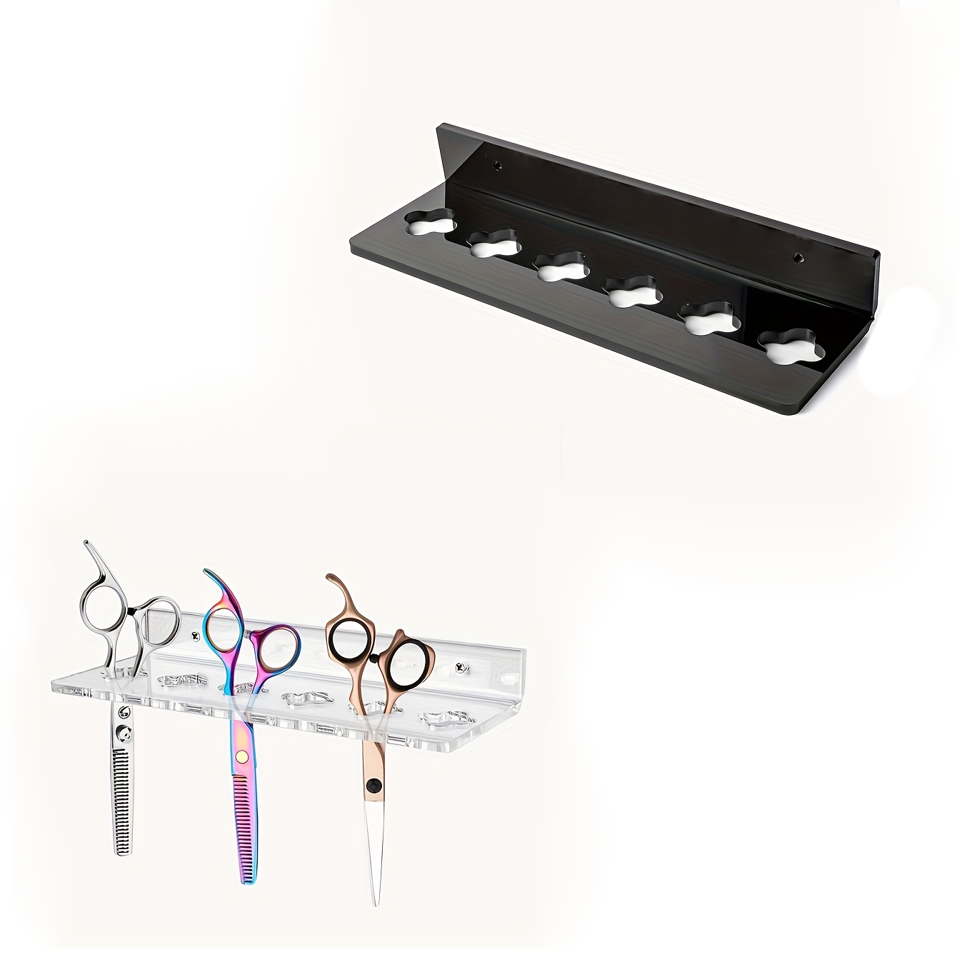 

1pc Acrylic Hairdressing Scissors Holder, Wall Mounted 6-slot Organizer, Unisex-adult Salon Storage Rack, With Screws For Hair Stylist, Barber, Office & Home Accessories