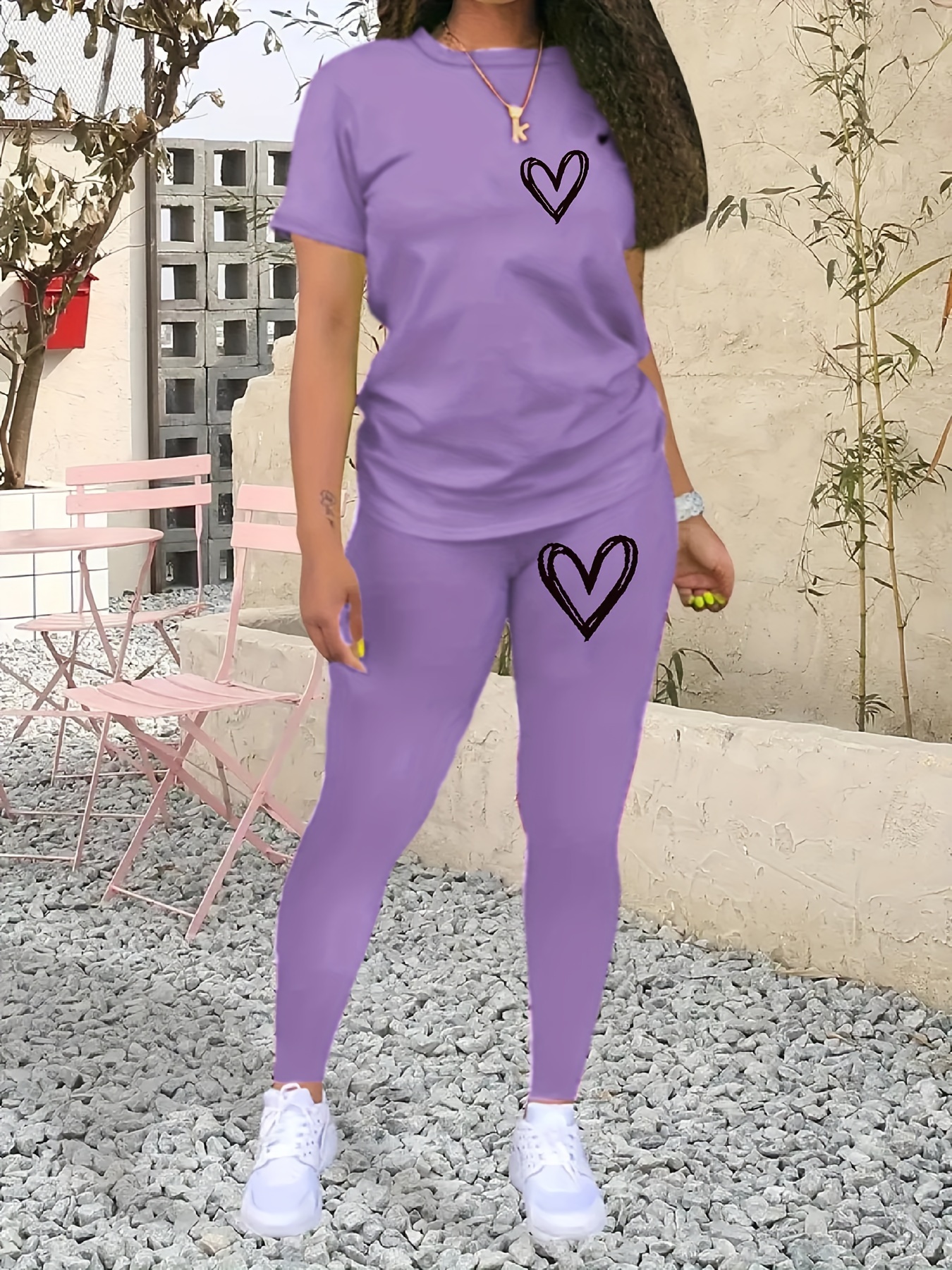 love print spring summer new women's casual two piece set Temu