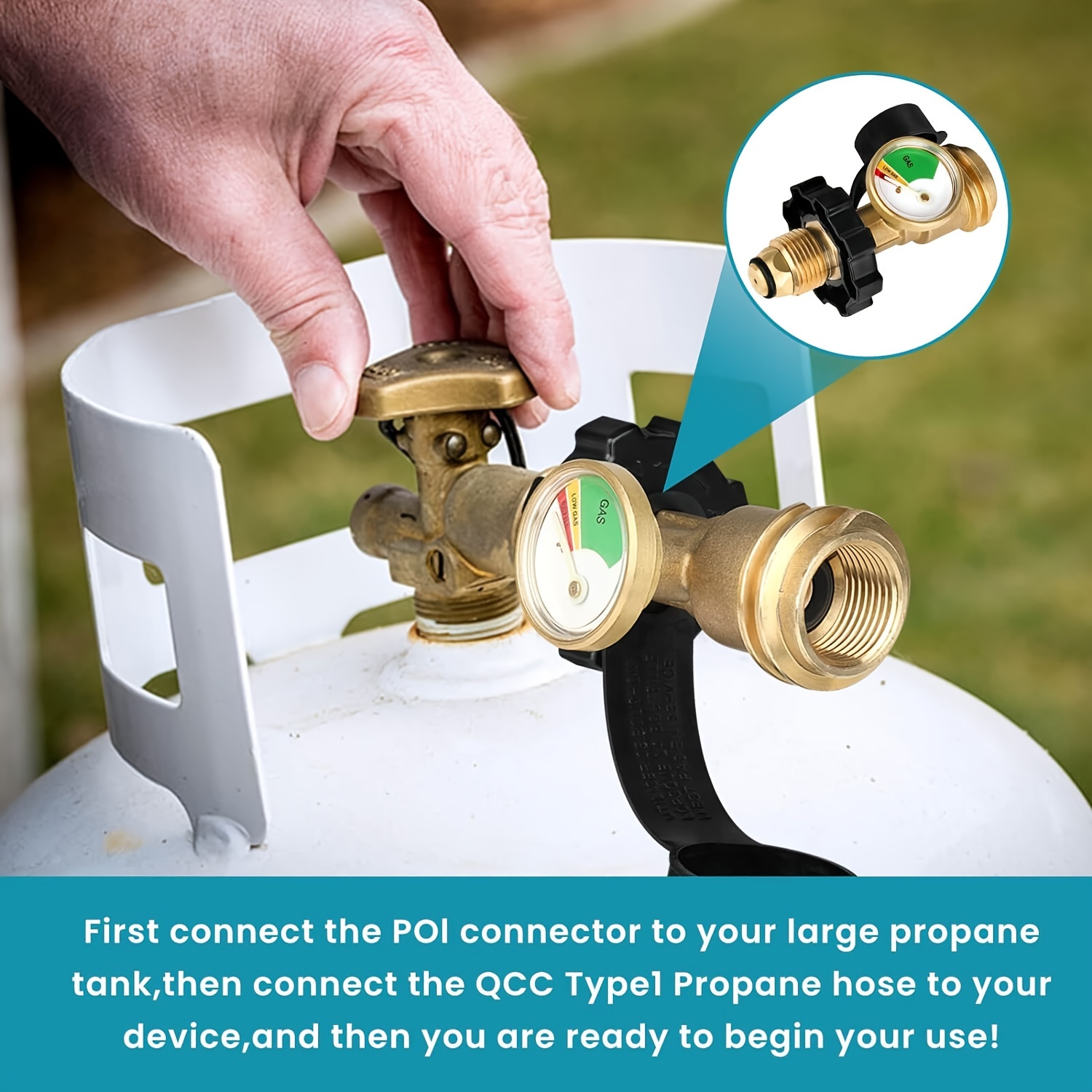  LONGADS Propane Tank Adapter Converts POL LP Tank Service  Valve to QCC1/Type1 with Propane,Adapter with Propane Tank Gauge Propane  Tank Adapter Old to New Connection Type for Propane Tank Equipment 