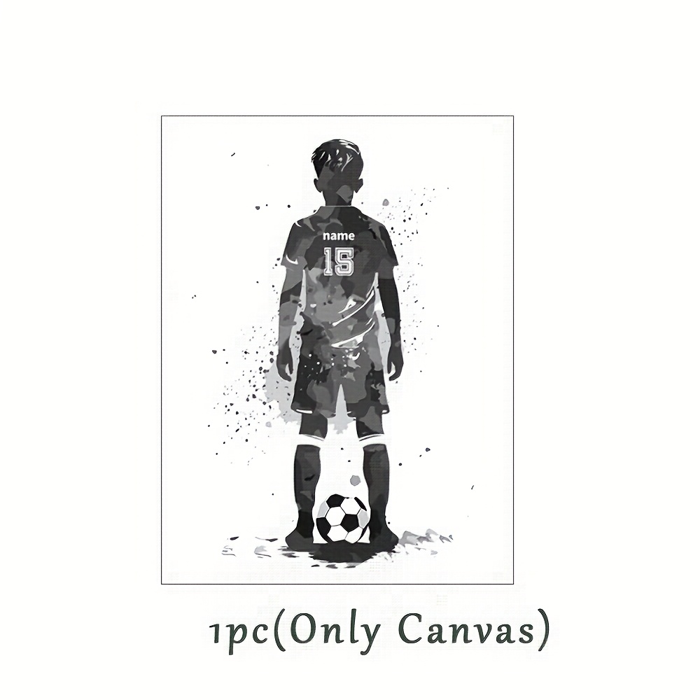 E-shop 2D Flach, 1 Stück personalisierbares Fußballtrikot Wandbild, individuelle Nummer Name, Leinwandposter, sportliches Geschenk für Männer, Väter,