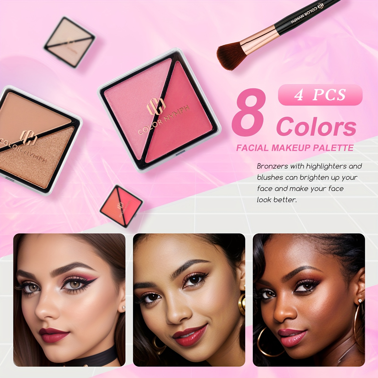 Conjunto de Maquiagem Inicial para Meninas Pré-adolescentes, Estojo de Maquiagem Completo para Mulheres com Sombra, Batom, Blush, Pincéis, Gloss Labial, Máscara de Cílios, Cera para Sobrancelhas e Espelho Rosa Conjunto Completo de Cosméticos Inicial detalhes 5