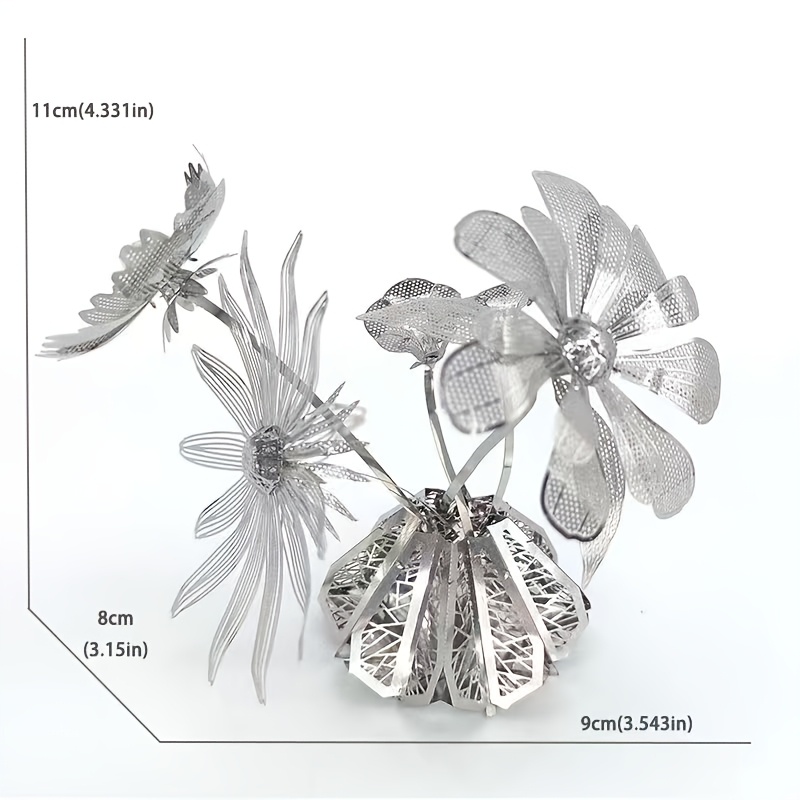 Glue-Free DIY Metal Puzzle Assembly Toy Flower Model