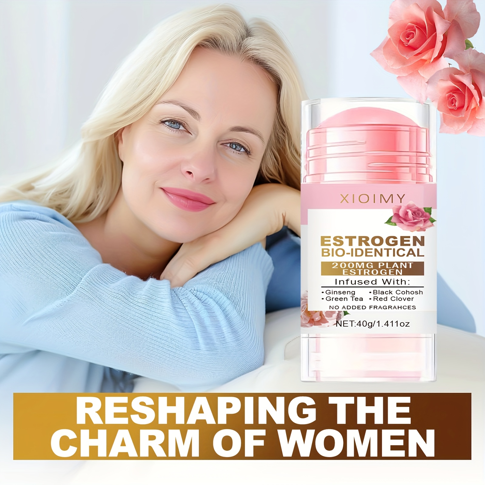 Women's Emotional Care Cream, Gentle Body Cream, Natural Estrogen, Ginseng, Black Cohosh, Green Tea, Red Clover, Alcohol-Free, Refreshing Scent, Suitable for All Skin Types, 2 Jars