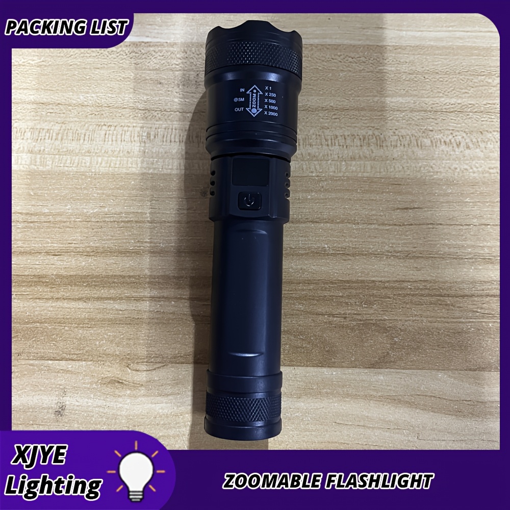 1pc High-brightness Flashlight With Usb Charging, A Torch With Adjustable Focus, And An Led Work Light With 3 Lighting , Perfect For Nighttime Hiking, Patrols, Fish, Reading, And More