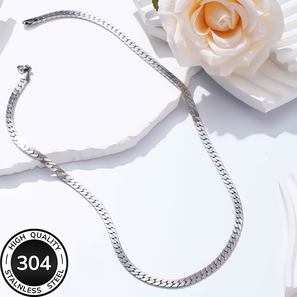 Men's Cuban Link Chain Necklace in Polished 304 Stainless Steel
