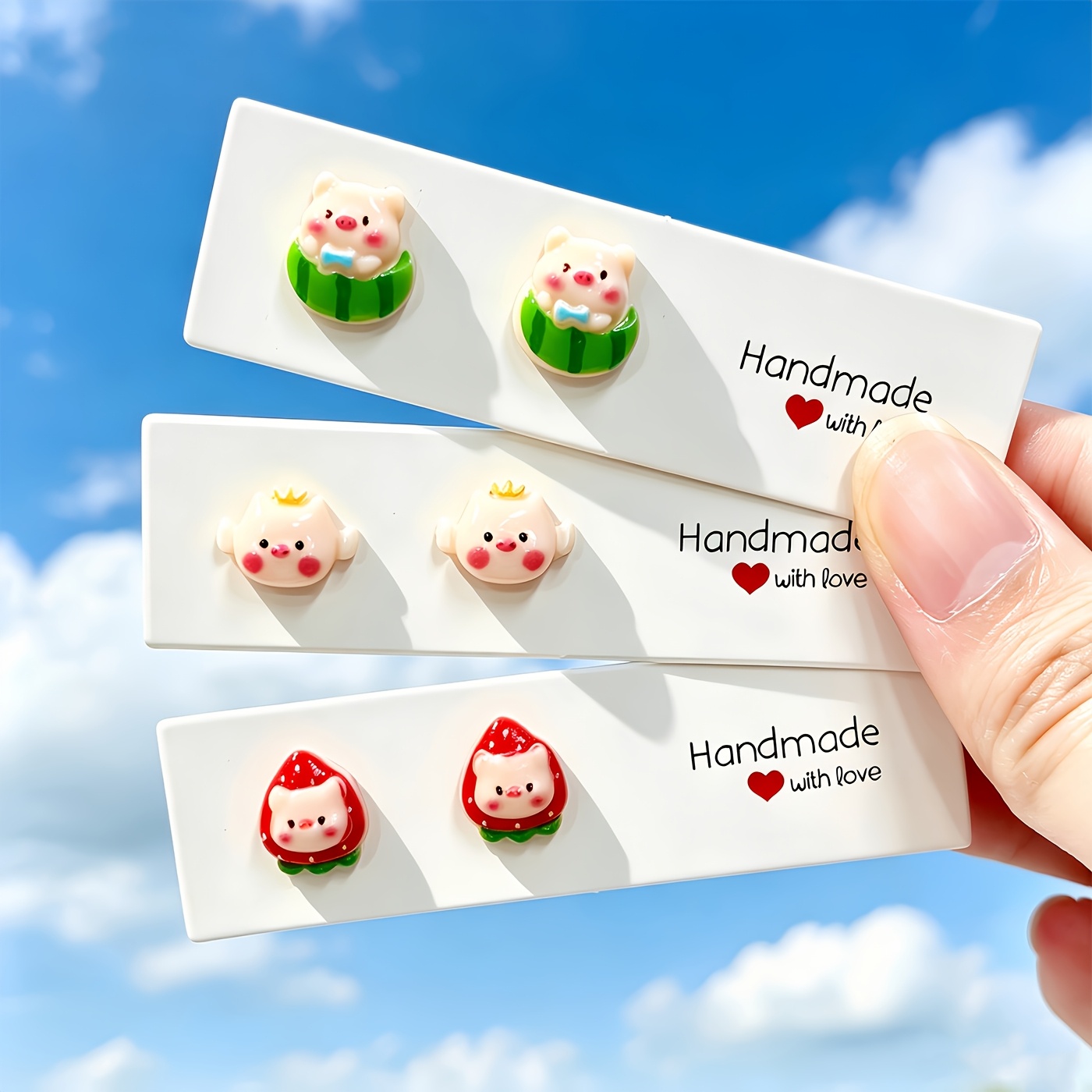 2pc Macaron Color Pig Stud Earrings Set, Cute & Fun
