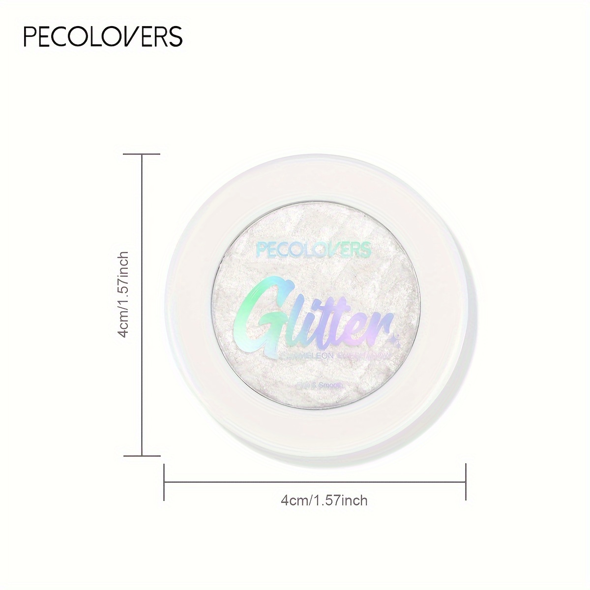 PECOLOVERS Radiant Glow Sparkling Monochrome Highlighter Eyeshadow - Mashed Potato Texture, Eye-Brightening Pearly Glitter Finish, Metallic Shimmer for Dramatic Makeup Looks, PECOLOVERS