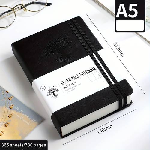 extra thick a5 blank notebook 365 sheets 730 pages softcover with cartoon leather binding students drawing school supplies in green black student stationery vibrant notebook quality binding notebooks and journals