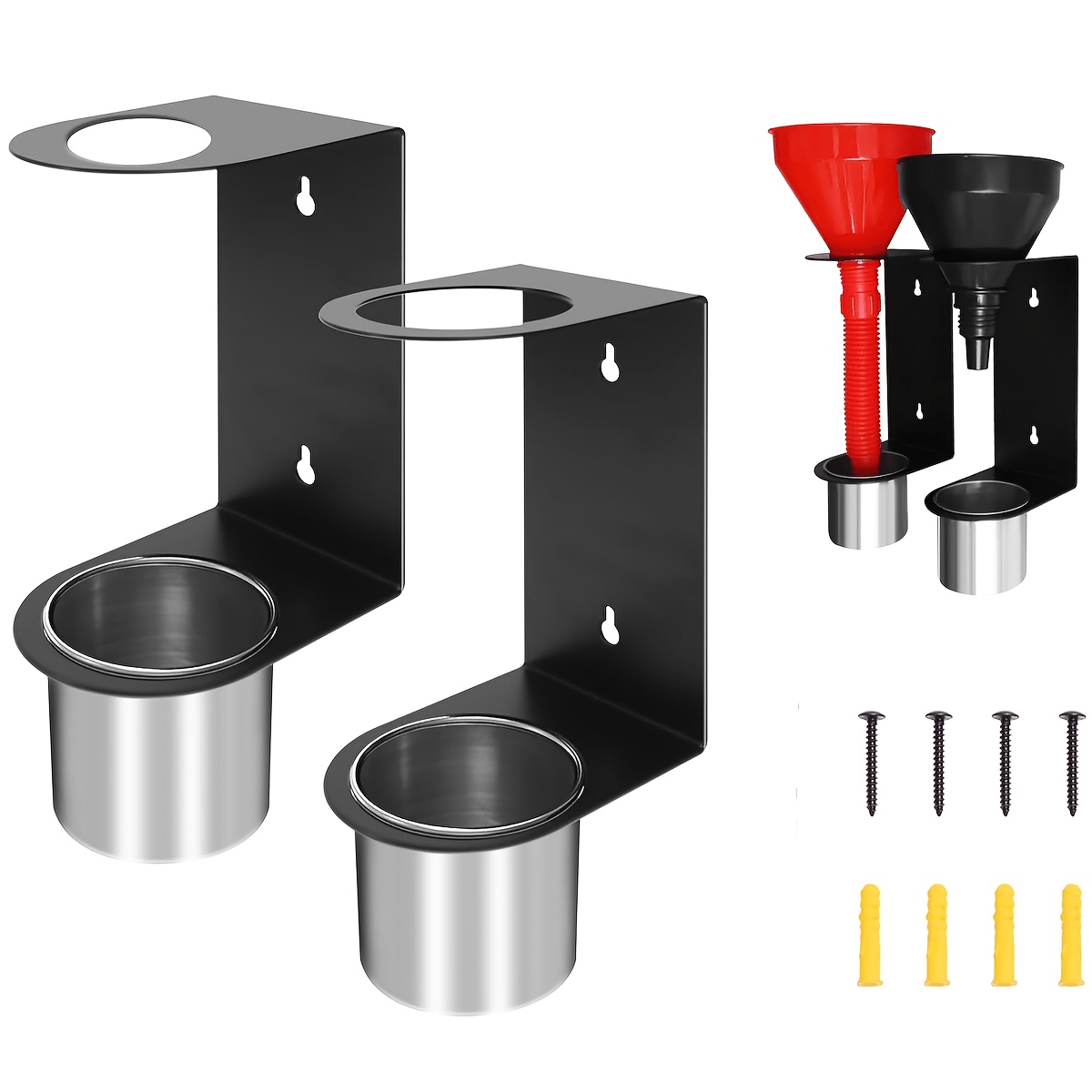 TEMU 2 Oil Funnel Racks, Wall-mounted, With 2 Detachable Collection Cups, Oil Funnel Set, And Organizing Bracket