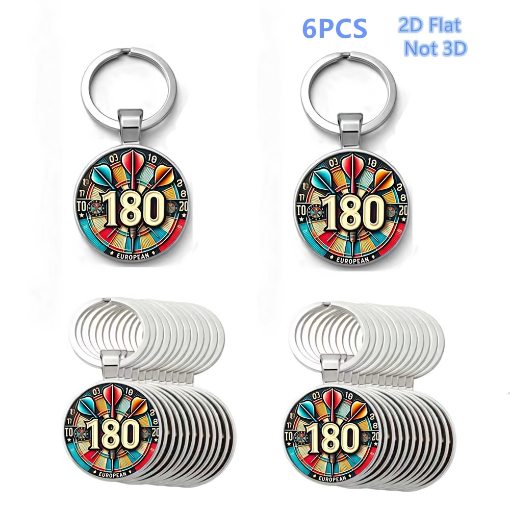 TEMU 2d Flat, 6pcs Pack Disc Keychains Suitable For - Colorful 2d Flat Metal/key, Car & Bag Charms, Birthday/christmas/graduation Gifts For Men,,,