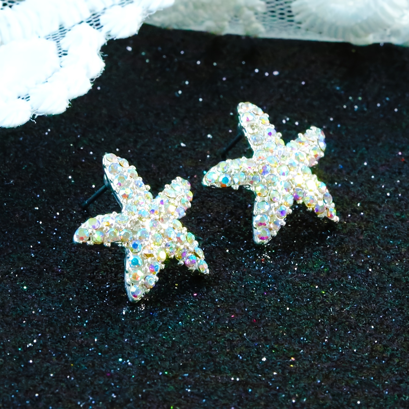 Pair Of Women's Unique Full Starfish Stud Earrings, Simple And Versatile High-end Stars