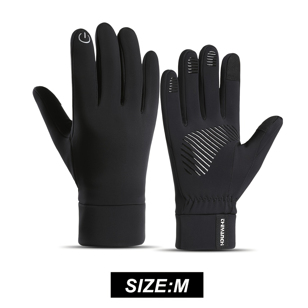 1 Pair Autumn/winter Unisex Long-finger Outdoor Sports Gloves With Fleece Lining, Anti-slip Touchscreen, Suitable For Cycling And Other Outdoor Activities