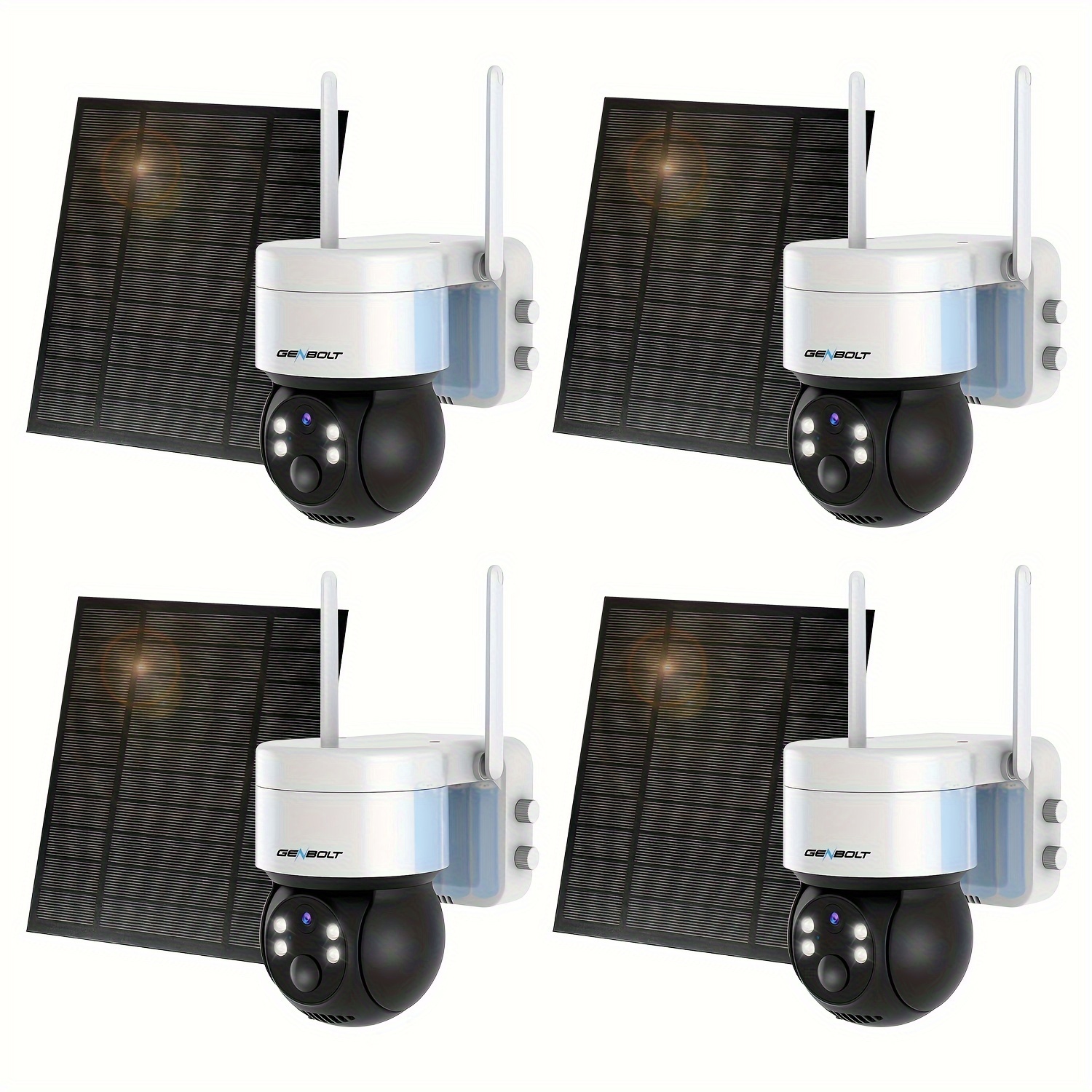 Temu 4Pcs Genbolt 3Mp Solar Wifi Security Cameras - Outdoor Wireless, Ptz, Rechargeable Battery With 7800Mah, , Pir Alarm & Human Detection-image