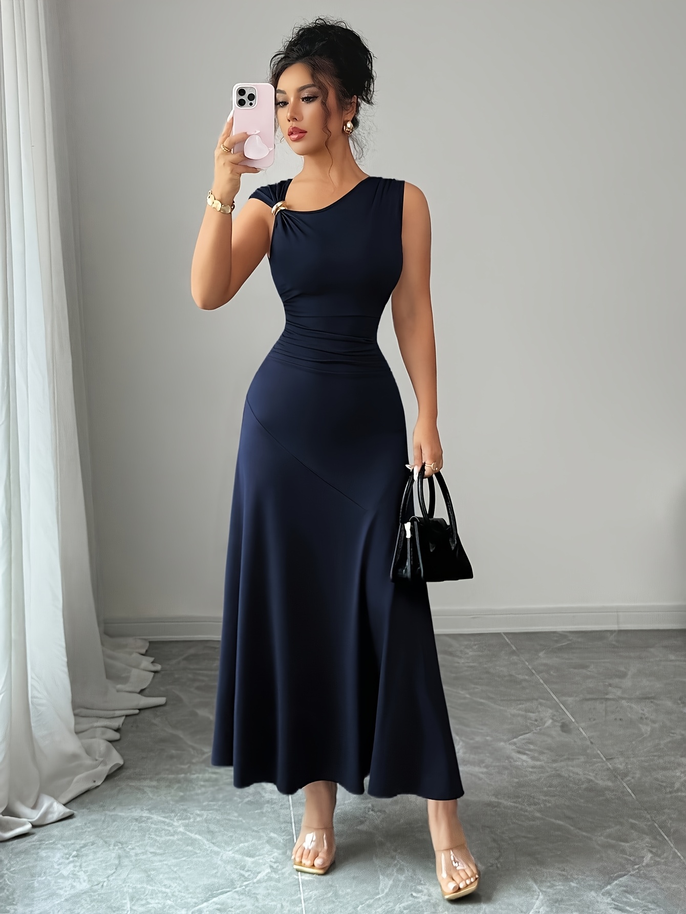 elegant womens dress sleeveless summer dress asymmetric