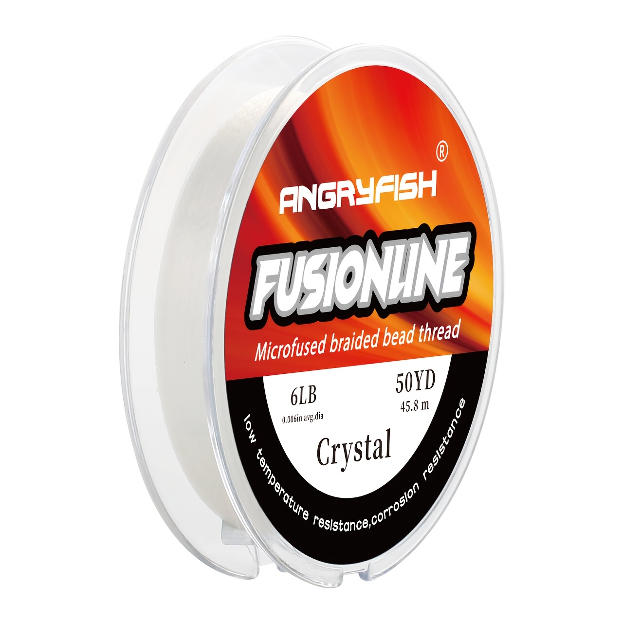 Image of Angryfish , 0.006 Inches/0.15 Mm Thick Micro- Braided Thread, With A Break Strength Of 6 , In -yard Spool, Featuring A Crystal/black Color, Ideal For Making Bracelets, Jewelry, And Bead Weaving (1pc)
