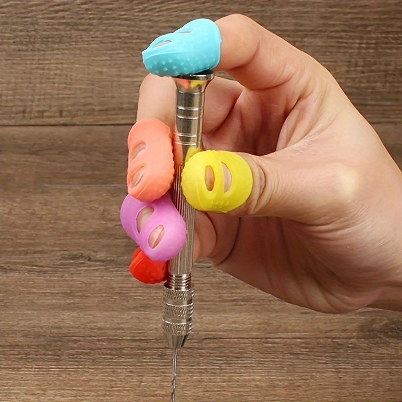 5pcs Breathable Silicone Thimbles - Multicolor, Protective Finger Sleeves for DIY Crafts & Sewing Accessories