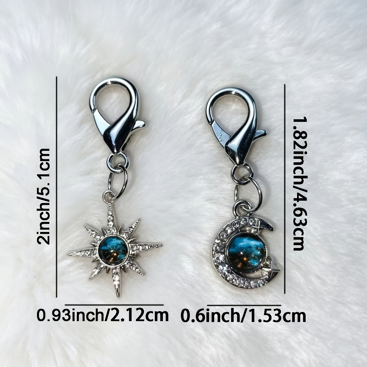 Celestial Sun, Moon & Star Bag Charm, Zinc Alloy Keychain