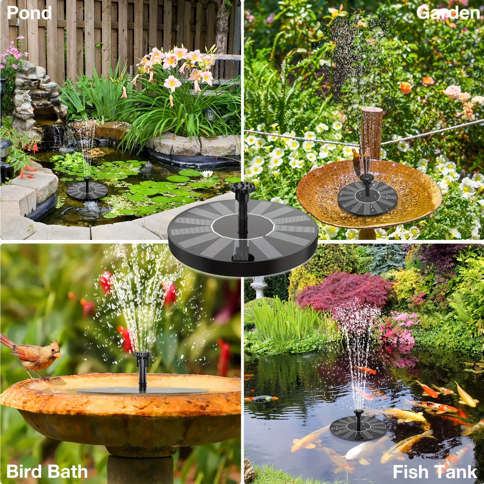 

1pc Solar Fountain Pump, 5.12 Inch Plastic Solar Panel With 7 Nozzle Attachments, Solar Powered Water Feature For Bird Bath, Garden, Ponds, Pool, Fish Tank, Aquarium, And Outdoor Use