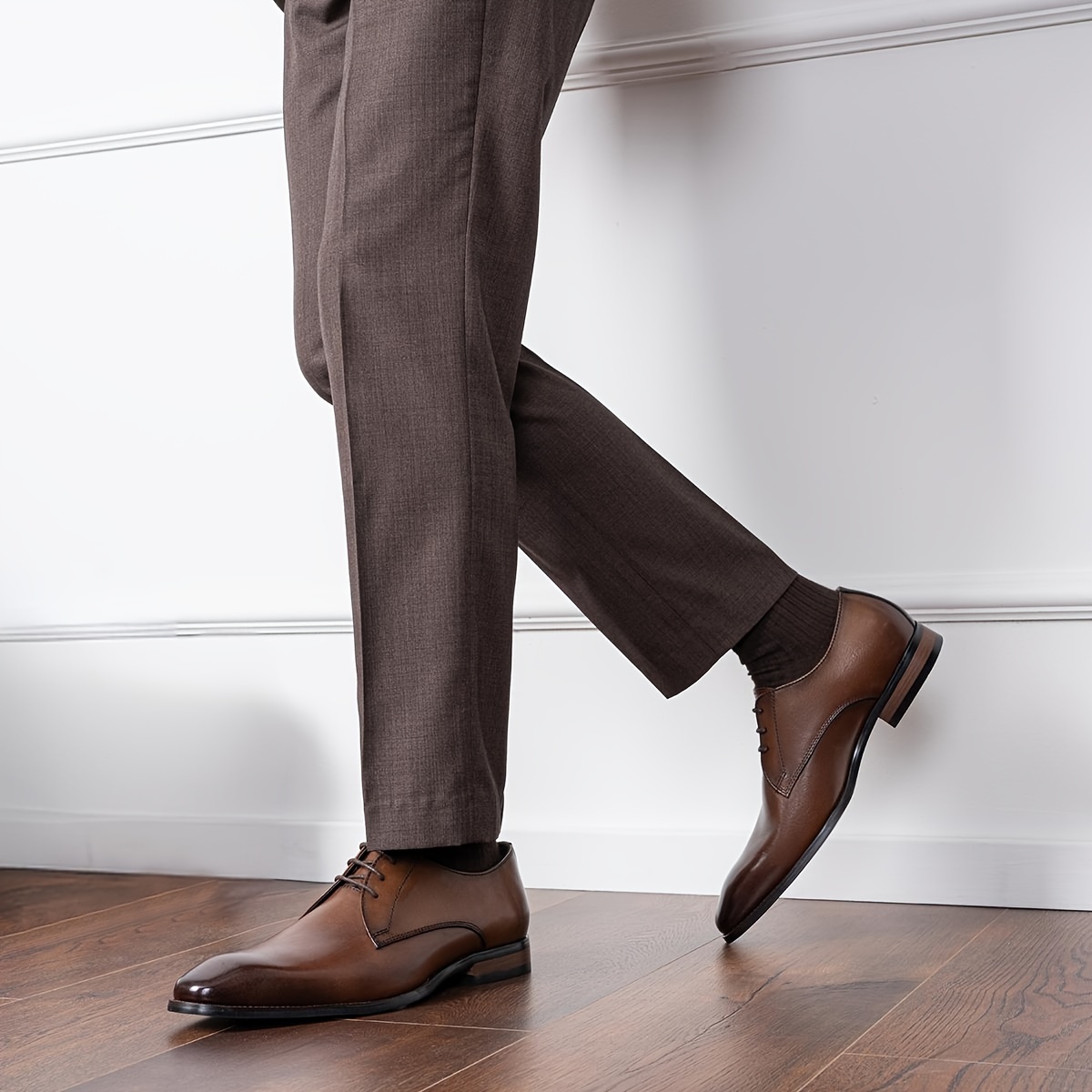 *'s Dress Shoes Leather Formal Business Oxford Derby Shoes Brogue Wingtip  Retro Dress Shoes For