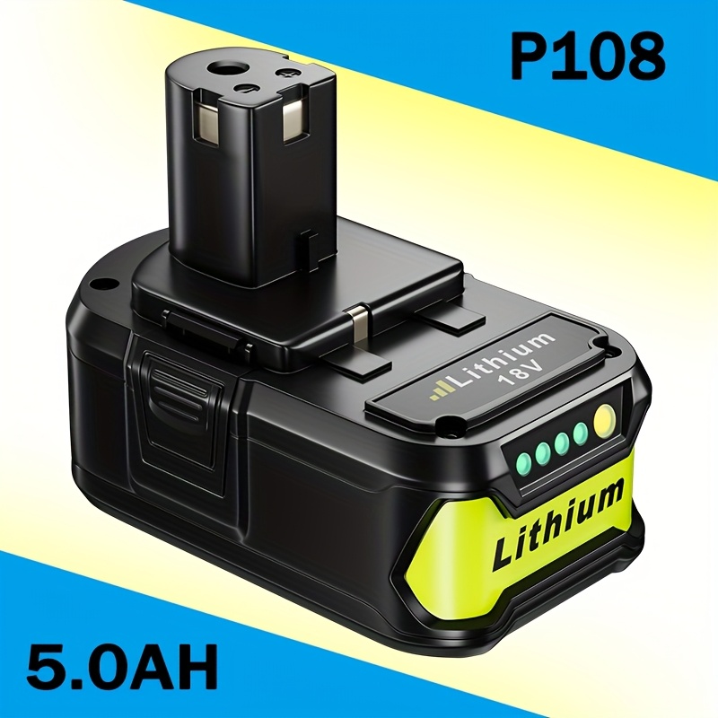 TEMU Replacement 5.0ah Battery For Ryobi 18v One+ Lithium-ion Cordless Power Tools, Compatible With Models , , P104, P105, P107, P108, P109, And P122
