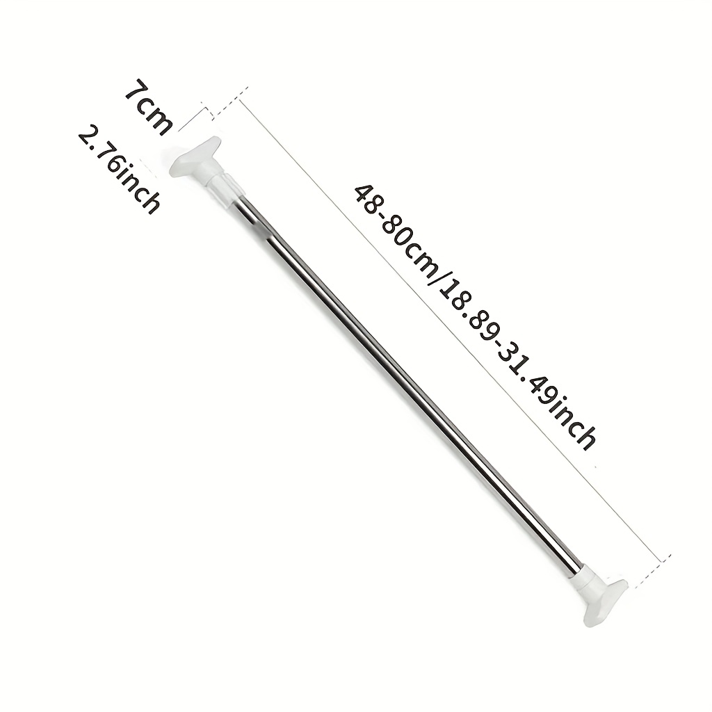 Versatile Telescopic Rod 1pc - Easy-install, No-drill, Strong Spring - In White, Wood Grain For Shower Curtains, Door Drapes, Clothes Hanging & More