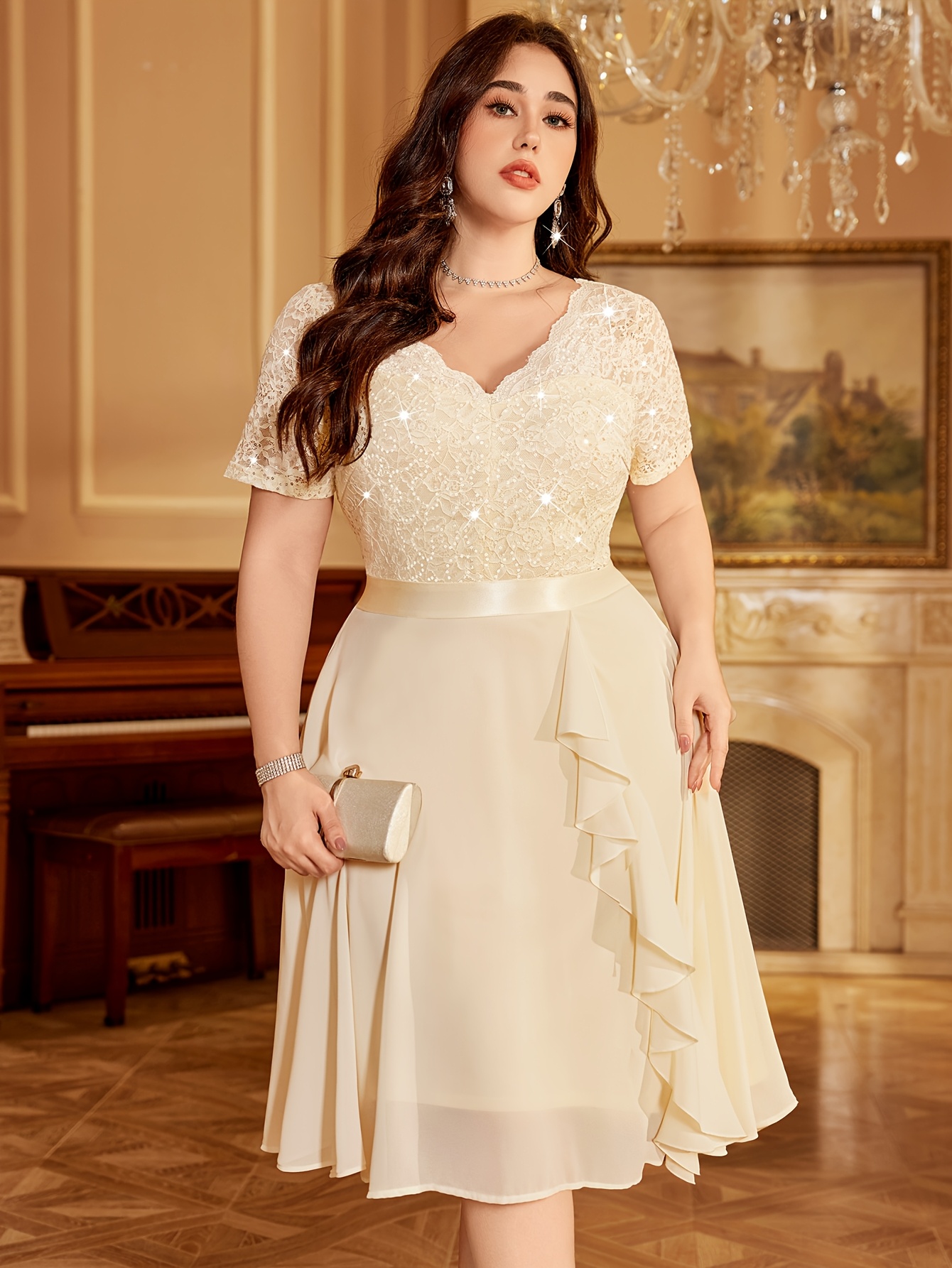 plus size p84118a elegant plus size womens lace bridesmaid - Temu