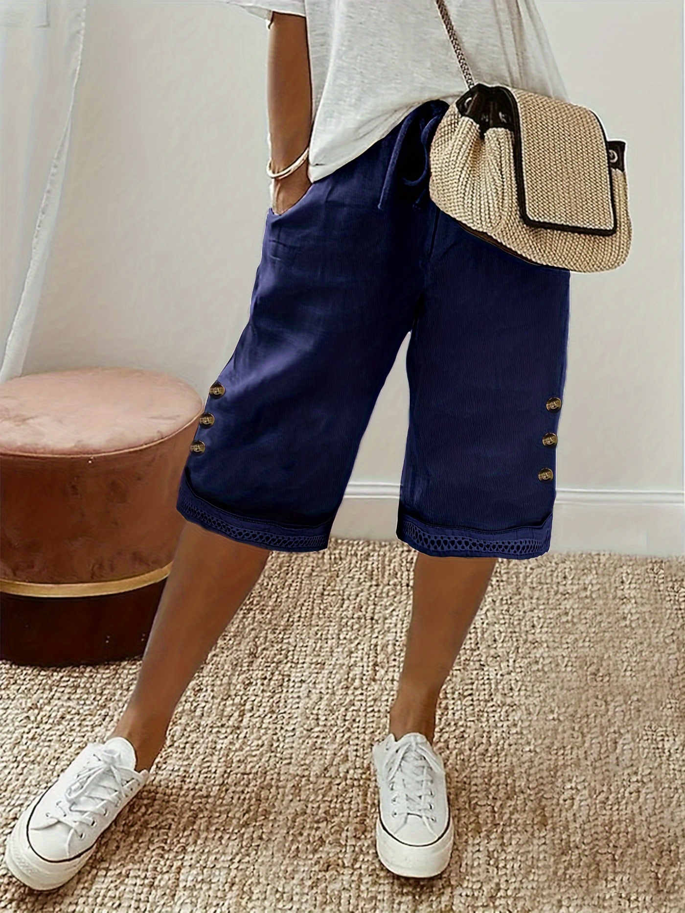 design pantaloni capri casual donna in Temu Italy