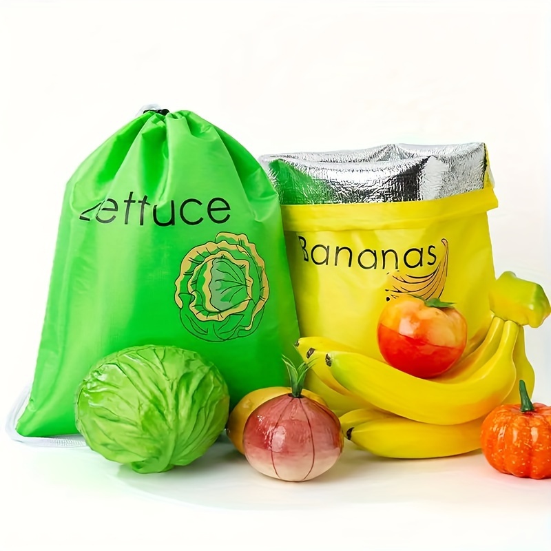 1pc banana storage bag reusable aluminum fruit keeper with drawstring food grade nylon large capacity double stitched prevents   for refrigerator vegetable lettuce sack details 0