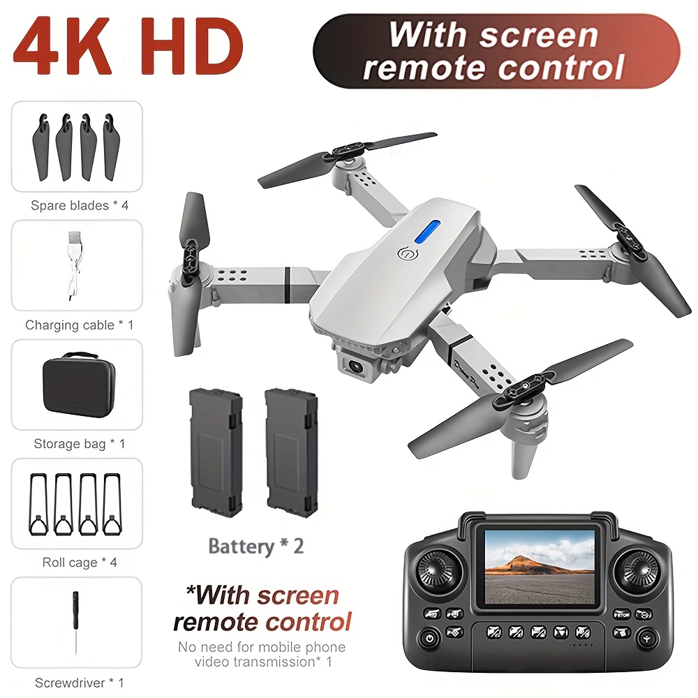 TEMU 2026 New Drone Max Enhanced Edition, Featuring A 4k Hd Screen Remote, Gps, Return, Dual Camera Obstacle Avoidance, Brushless Motor, Comes With 2