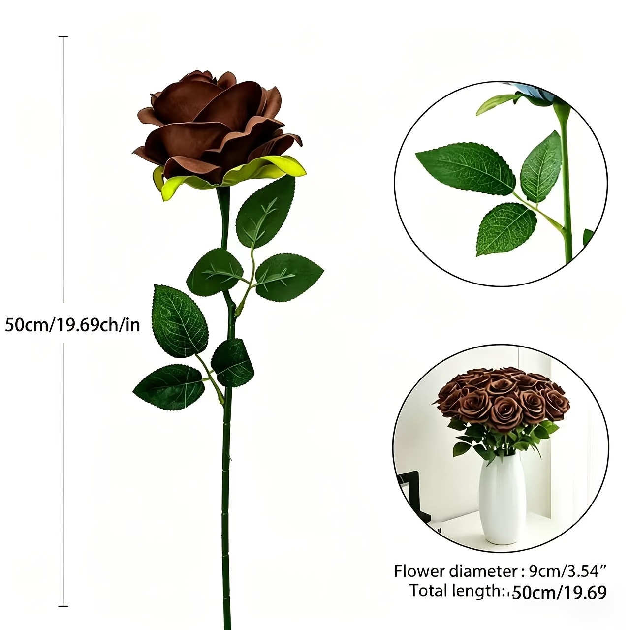 TEMU Artificial Rose 6 Stems Of Rose For Diy Wedding Bouquets, Garments, Centres, Party Arrangements, Baby , Mother's Day Decorations And Christmas