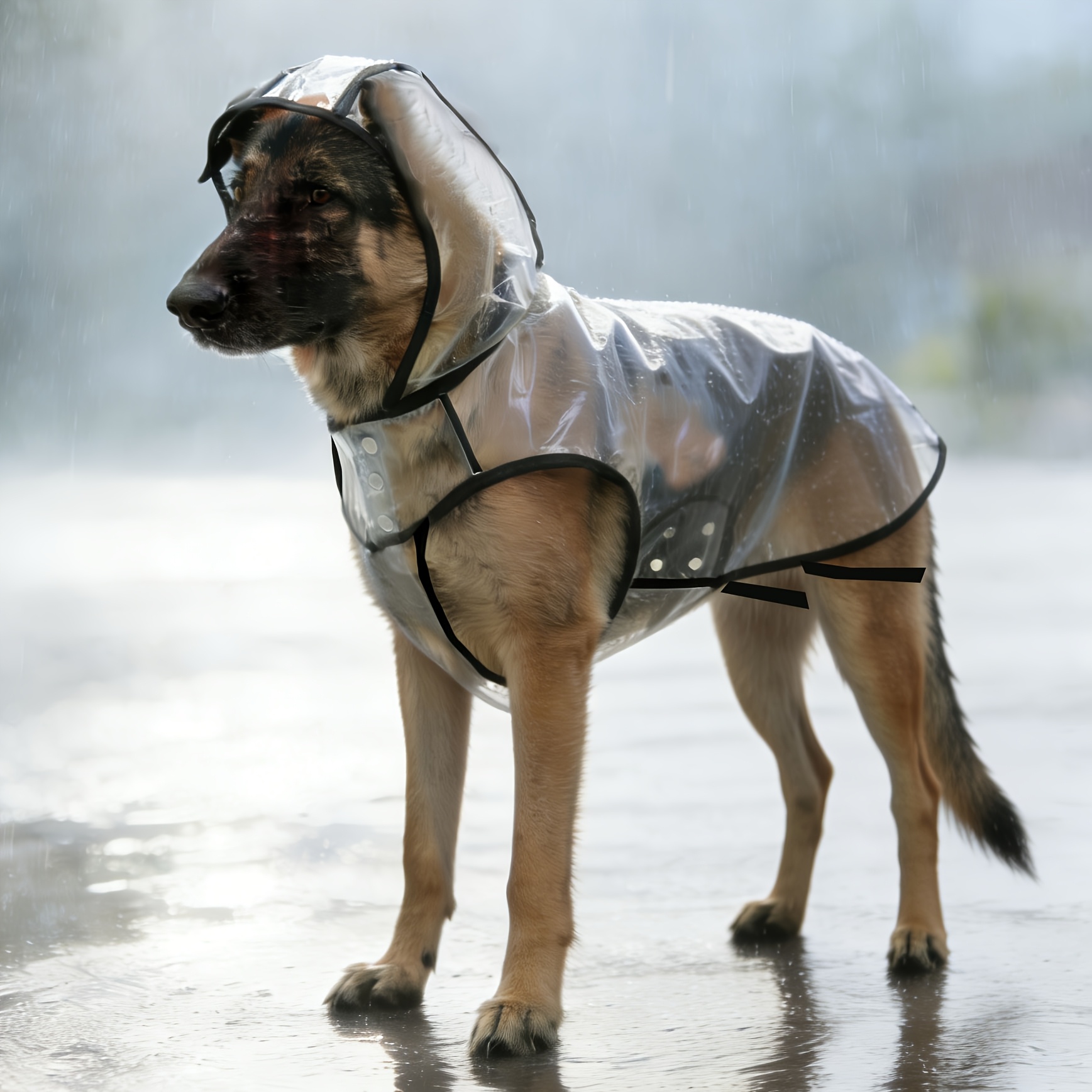 TEMU New Large And Extra-large Dog Raincoat, Adjustable Neck And Chest With Snap Buttons, Transparent Material, Elastic Leg Straps For , Outdoor Rain