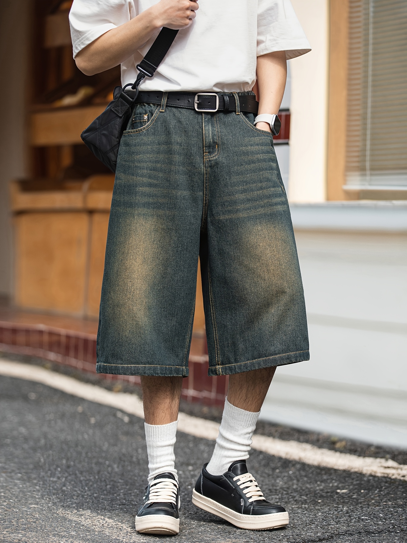 mens vintage washed distressed casual shorts relaxed loose Temu