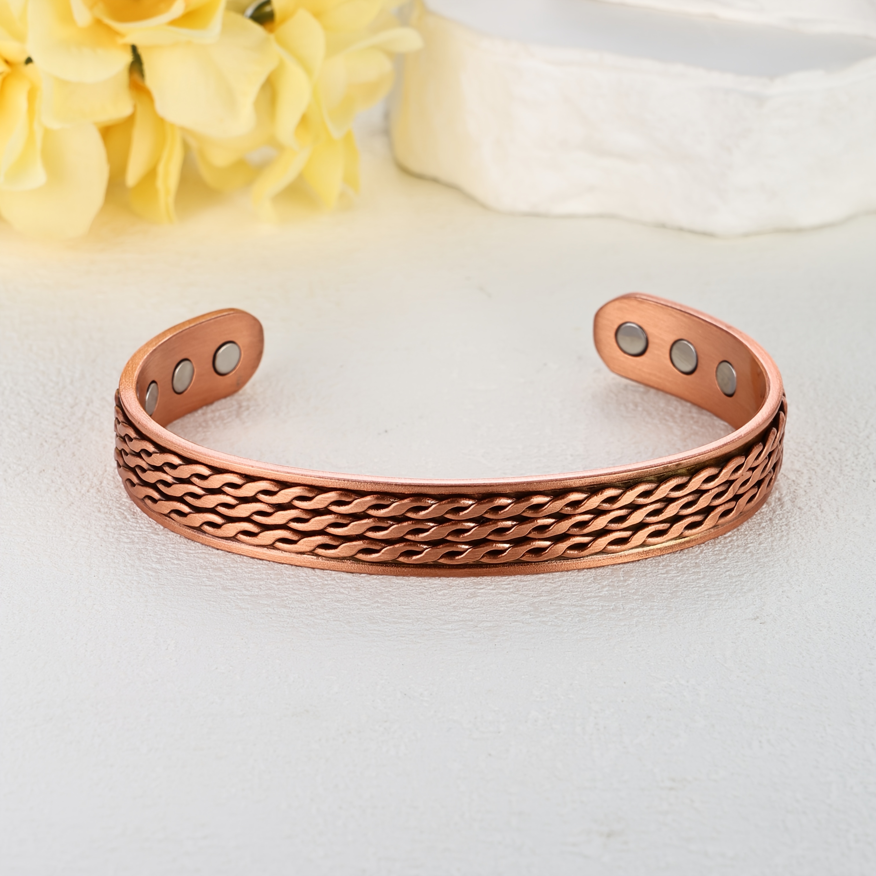 TEMU 1pc Copper Magnetic Bracelet Adjustable Cuff Bracelet Men's And Women's Jewelry Gift