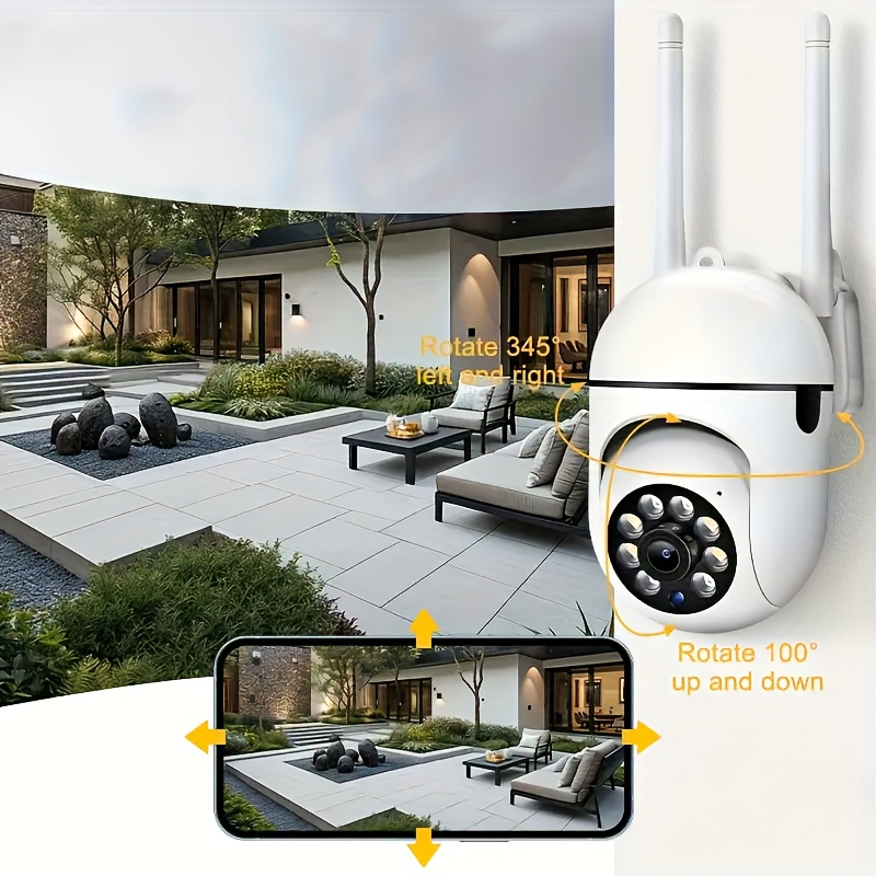 A Wireless Security Camera with Color Night Vision Capabilities, Featuring a Camera, Wifi, Motion Detection, And Visual Alert Functions—Ideal for Outdoor Security, Advanced Electronic Monitoring, Versatile for Indoor Use, Wall-Mounted Design 14 A Wireless Security Camera with Color Night Vision Capabilities, Featuring a Camera, Wifi, Motion Detection, And Visual Alert Functions—Ideal for Outdoor Security, Advanced Electronic Monitoring, Versatile for Indoor Use, Wall-Mounted Design