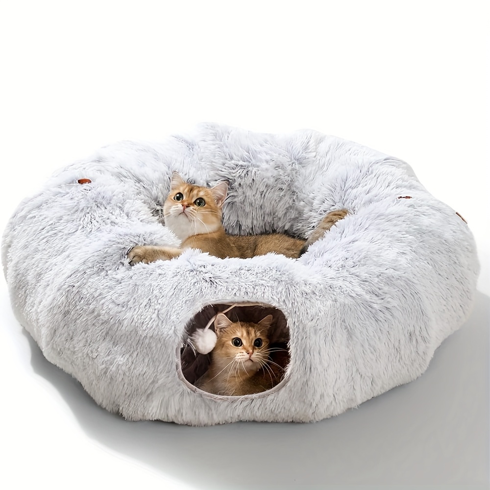 

's Tunnel Plush Warm Foldable Pet Tunnel For Cats, Detachable Washable Multi-functional Cat Play Tunnel