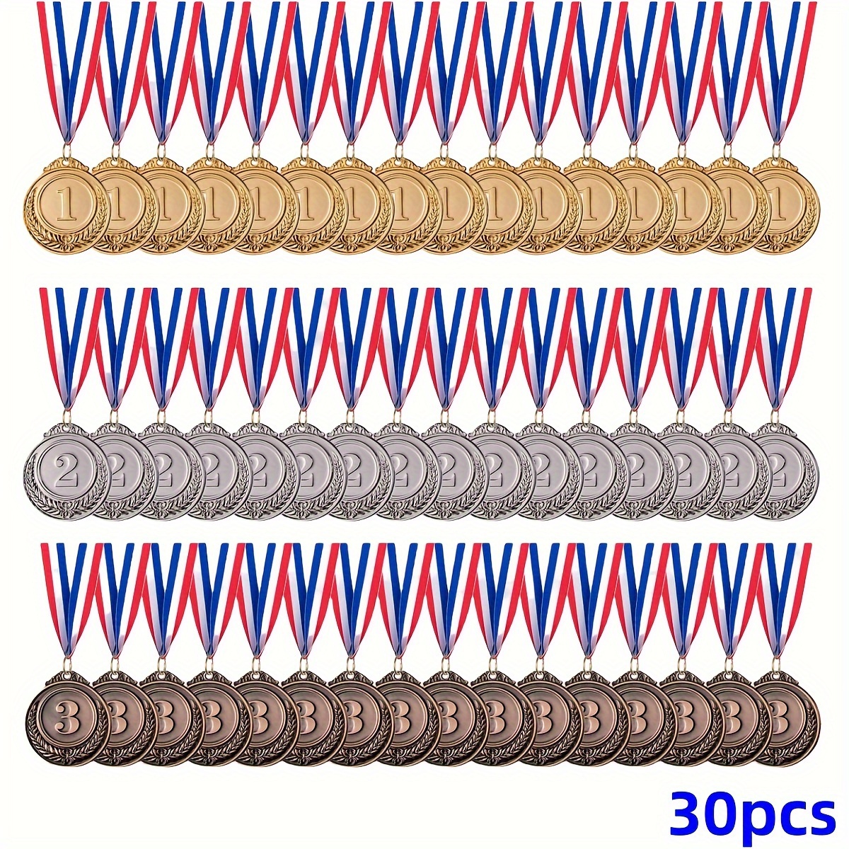 

30pcs Sports Sports Medals 5cm Frosted, Metal Medals School Sports Games Marathon Medals, Gold Medals Silvery Medals Bronze Medals Medals