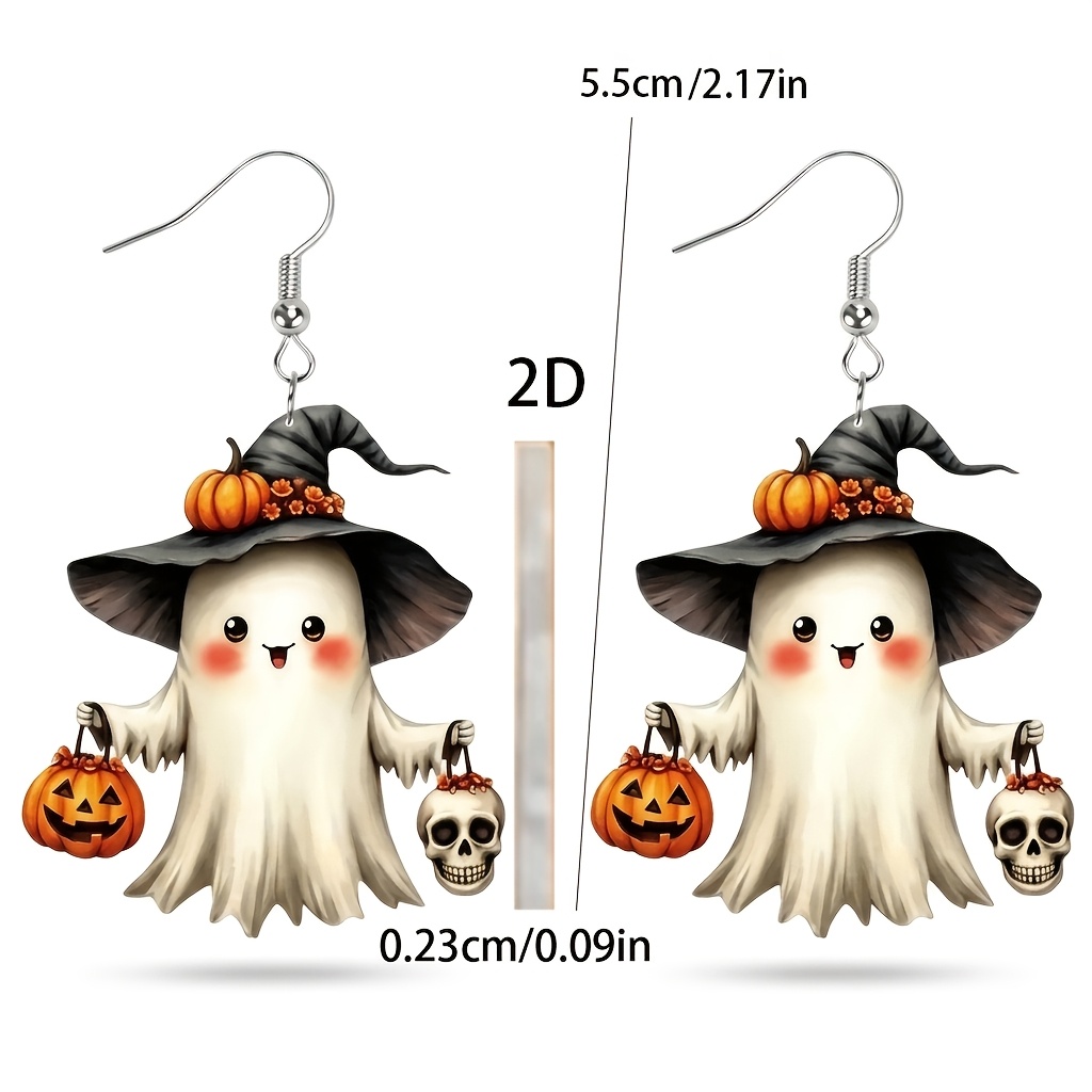 Retro Ghost Pattern Dangle Earrings for Autumn/Winter